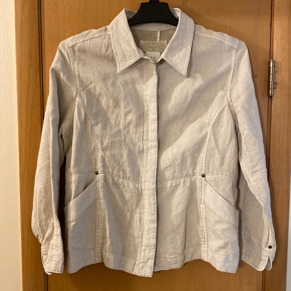 Blue Willi’s Linen Jacket Made in Denmark Cream Tan Size XL